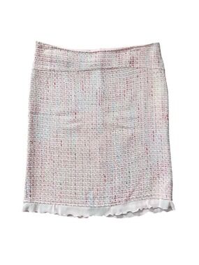 Star City Tweed & Sheer Ruffle Hemline Trim Straight Above Knee Skirt Size 7